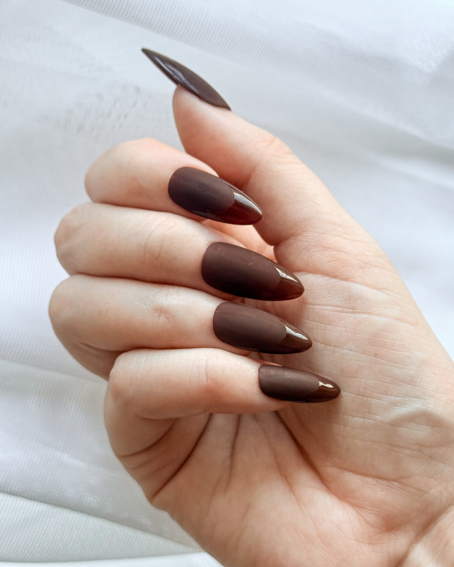 Espresso Martini — Medium Almond Press-On Nails