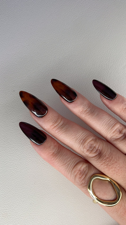 Midnight Safari — Medium Almond Press-On Nails